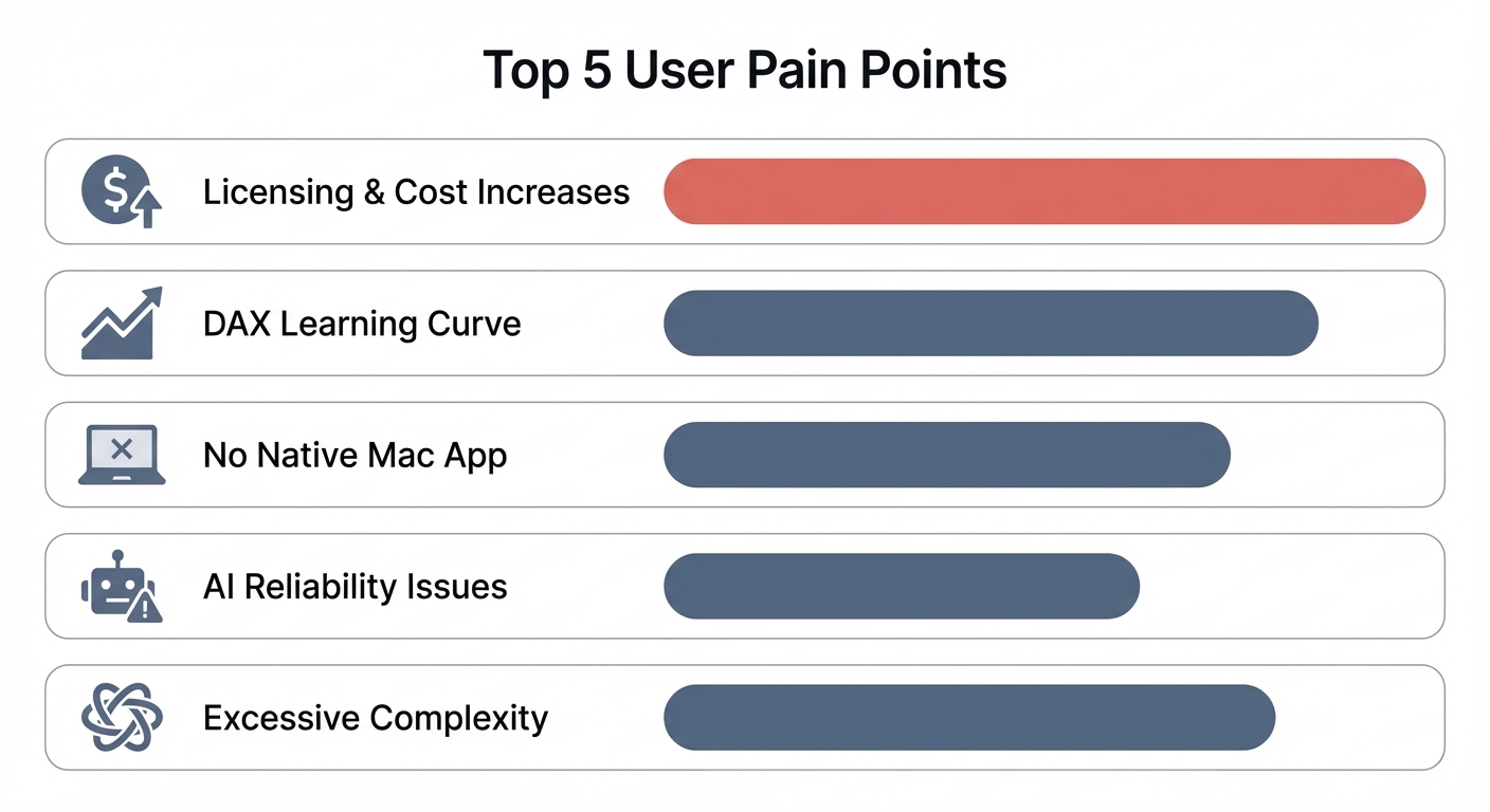 Chart showing the main reasons teams leave Power BI