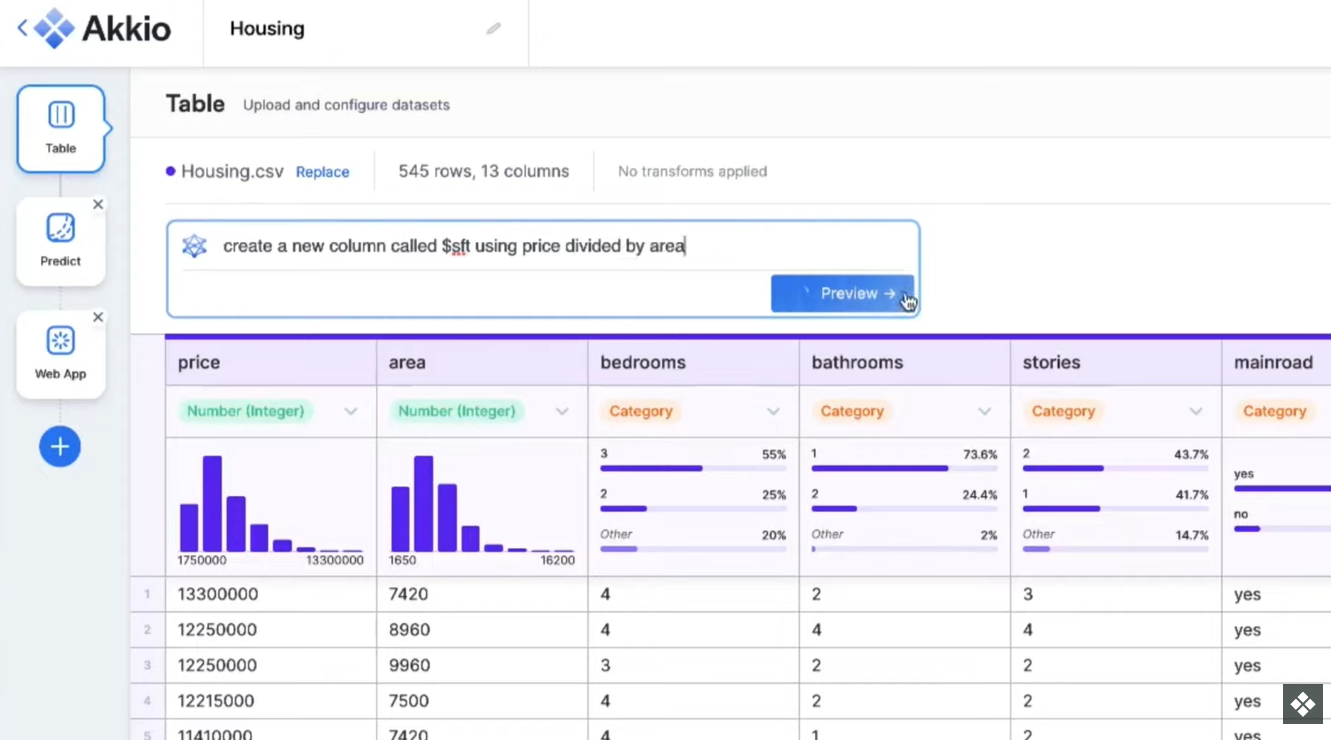 Chat Data Prep Akkio