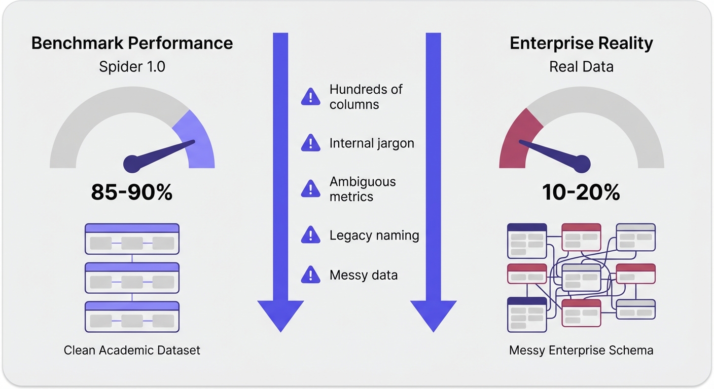 Benchmark vs production accuracy comparison